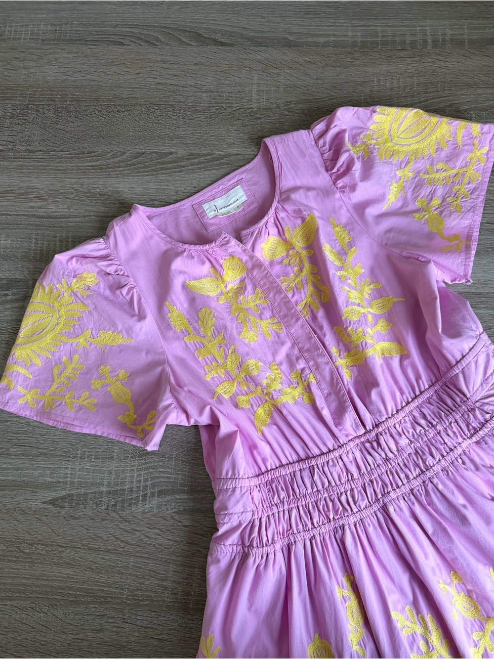 Anthropologie Somerset Maxi Dress in Pink & Yellow Embroidered Edition Sz Medium - Picture 5 of 15